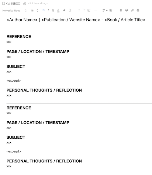 Knowledge Summary Note-Taking Template in Evernote